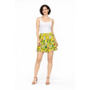 ZARA Small Yellow Tropical Print High-Waisted Colorful Shorts